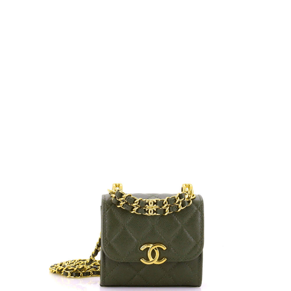 Chanel Coco First Clutch With Chain Quilted Caviar